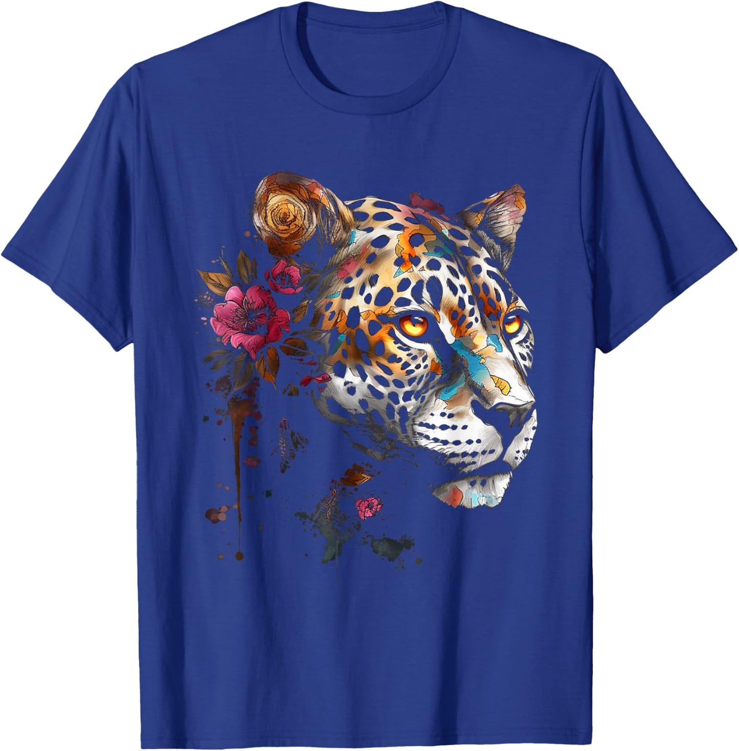 Leopard Blumen Kunst - Tier Leopard T-Shirt - T-Shirt | Royal