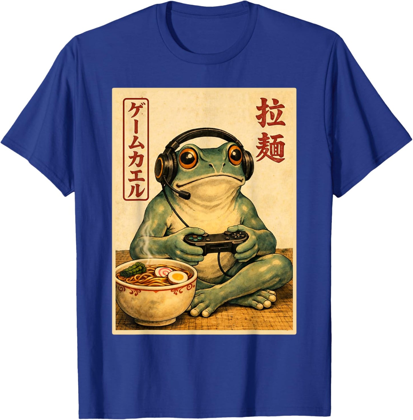Frog Gamer Ramen Japanese Anime Vintage Gaming T-Shirt - T-Shirt | Royal