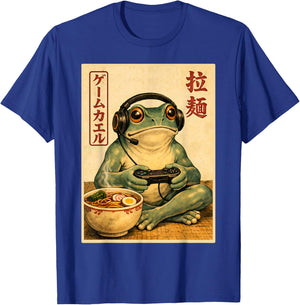 Frog Gamer Ramen Japanese Anime Vintage Gaming T-Shirt - T-Shirt | Royal