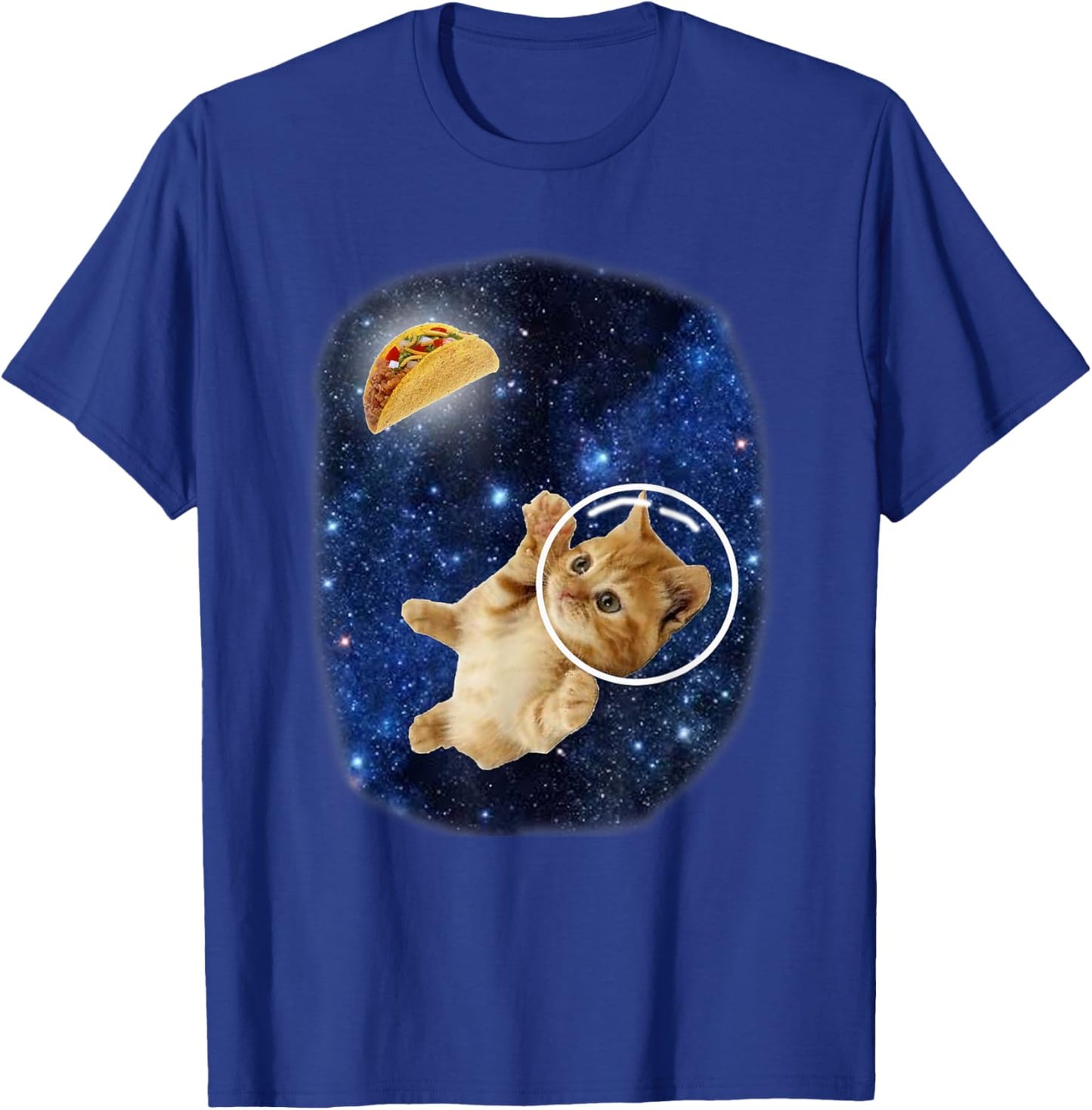 Astronaut Cat Crunchy Taco in Space Cute Galaxy Kitten Women Kids T-Shirt - T-Shirt | Royal