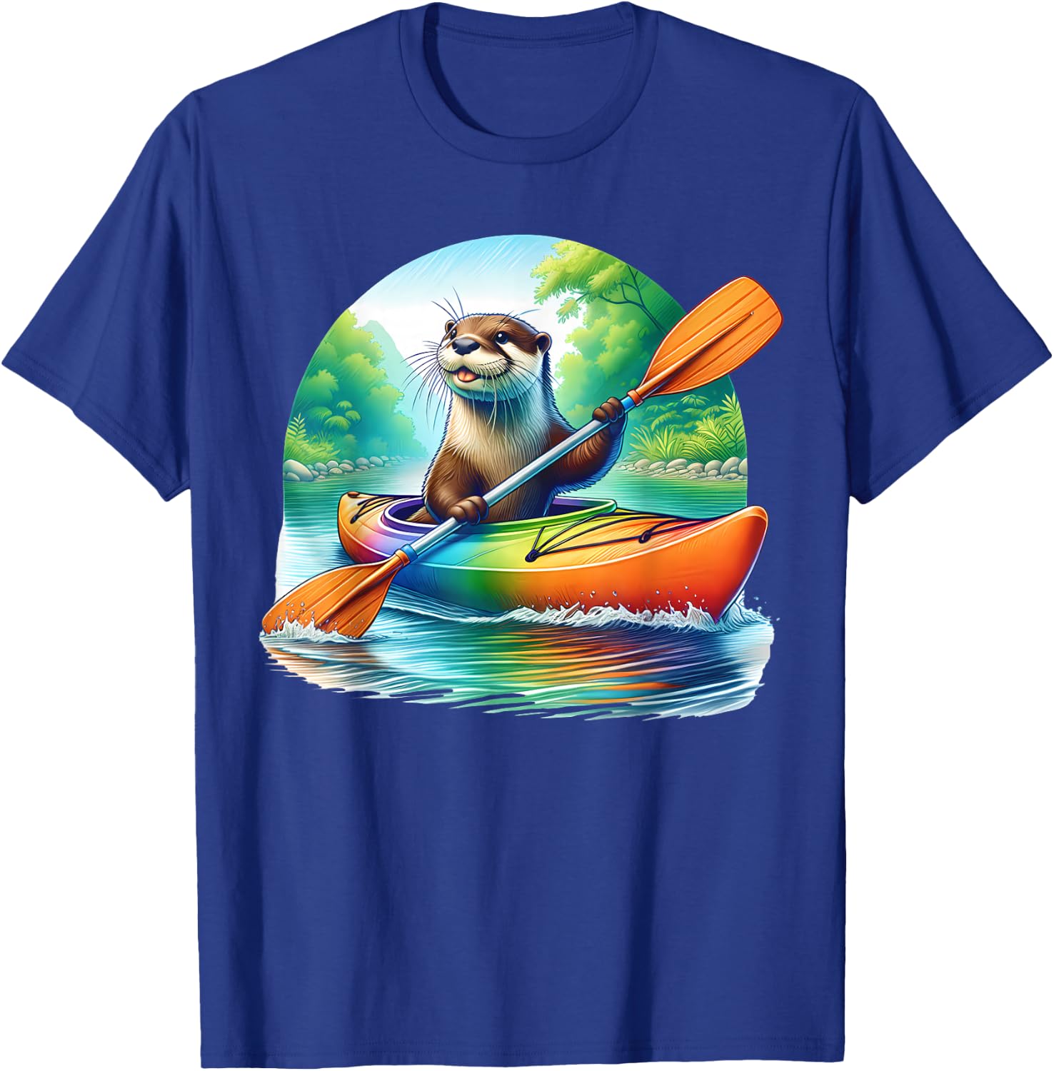 Kayaking River Otter Kayaker Kayak Canoe Paddling T-Shirt - T-Shirt | Royal