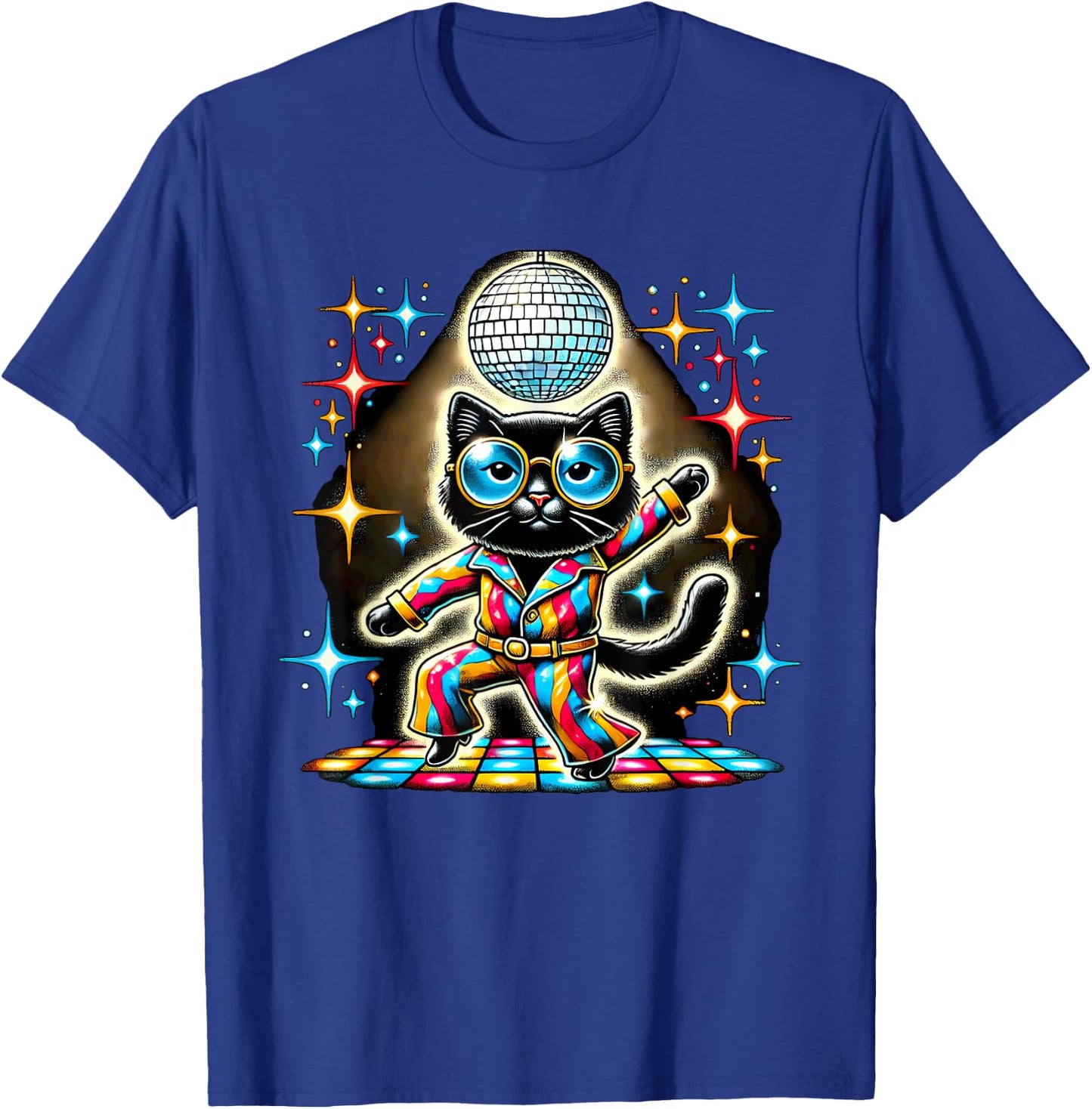 Aesthetic Black Cat Disco T-Shirt - T-Shirt | Royal
