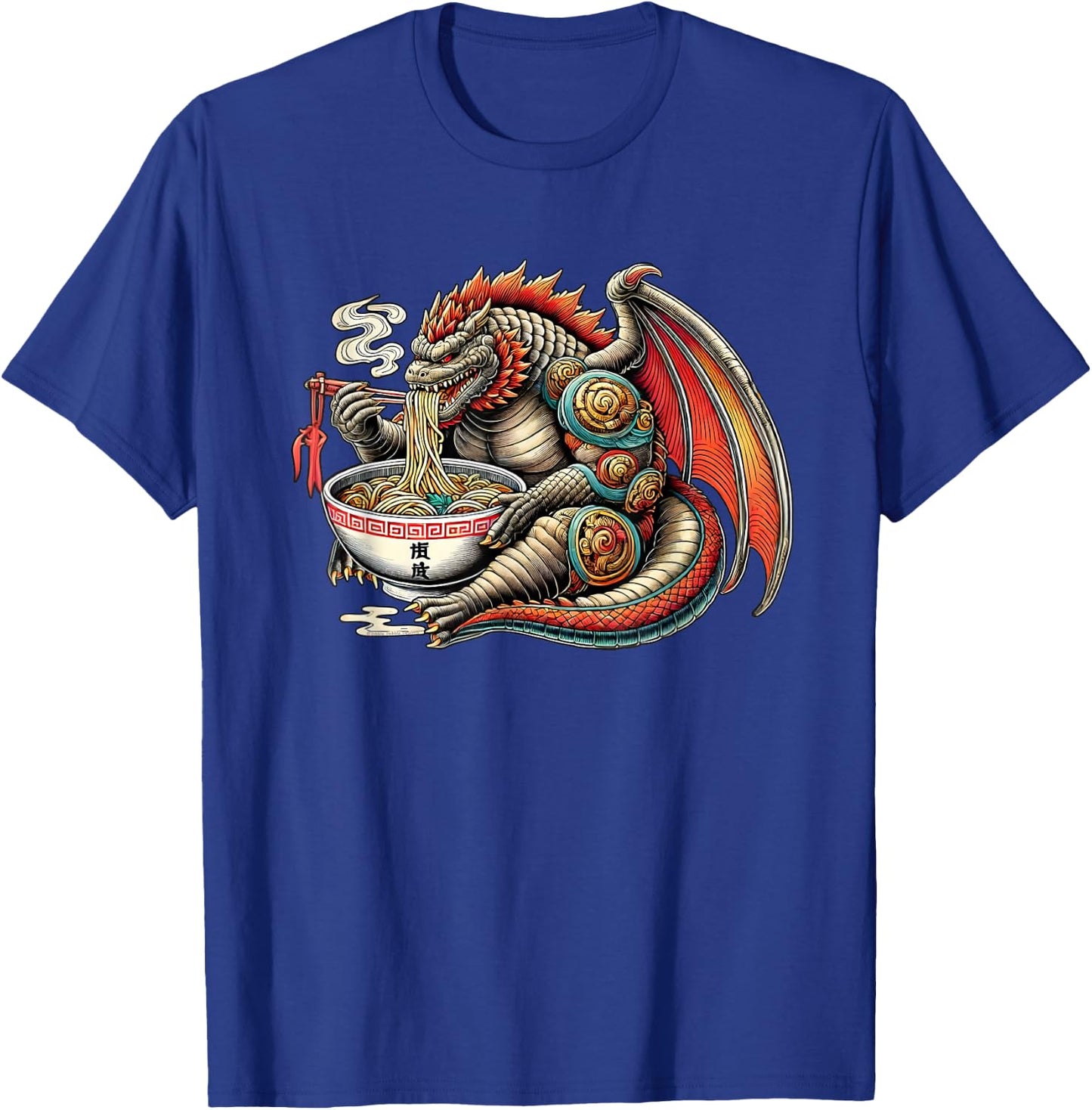 Funny Kaiju Dragon Eating Ramen Japanese Monster T-Shirt - T-Shirt | Royal