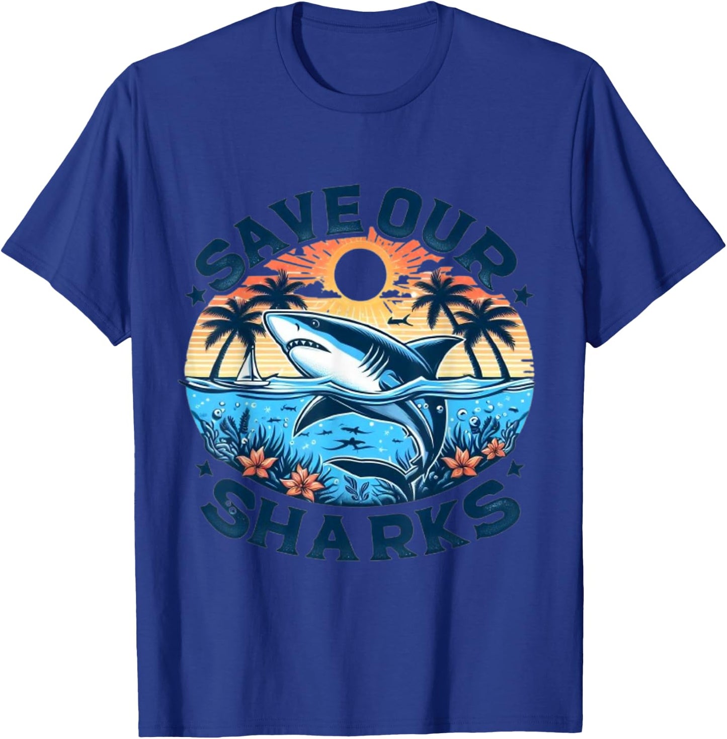 Protect The Shark Save the Ocean Save The Ocean Animals Retro T-Shirt - T-Shirt | Royal