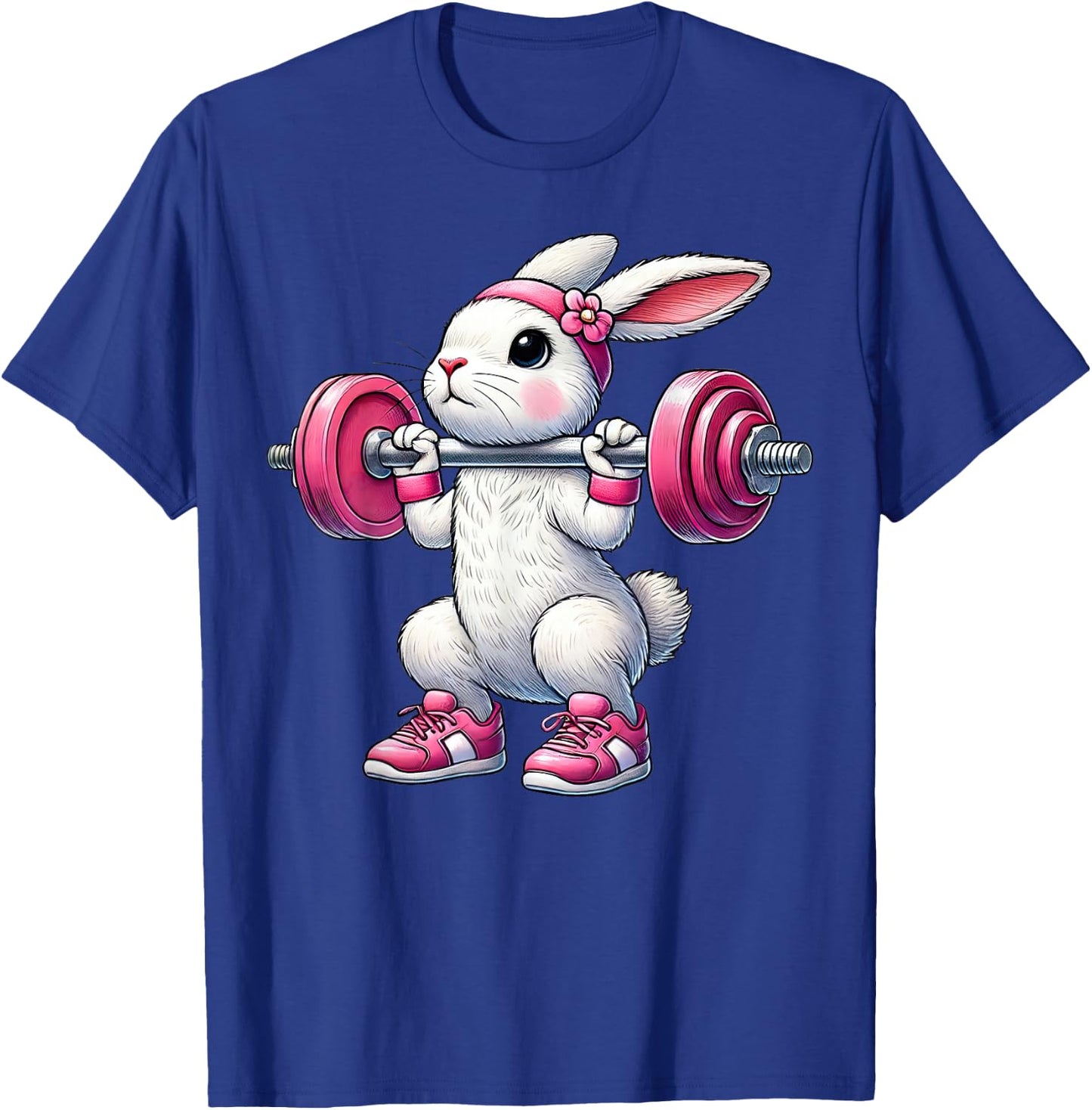 Easter Bunny Lifting Weight Gym Fitness Workout Training T-Shirt - T-Shirt | Royal