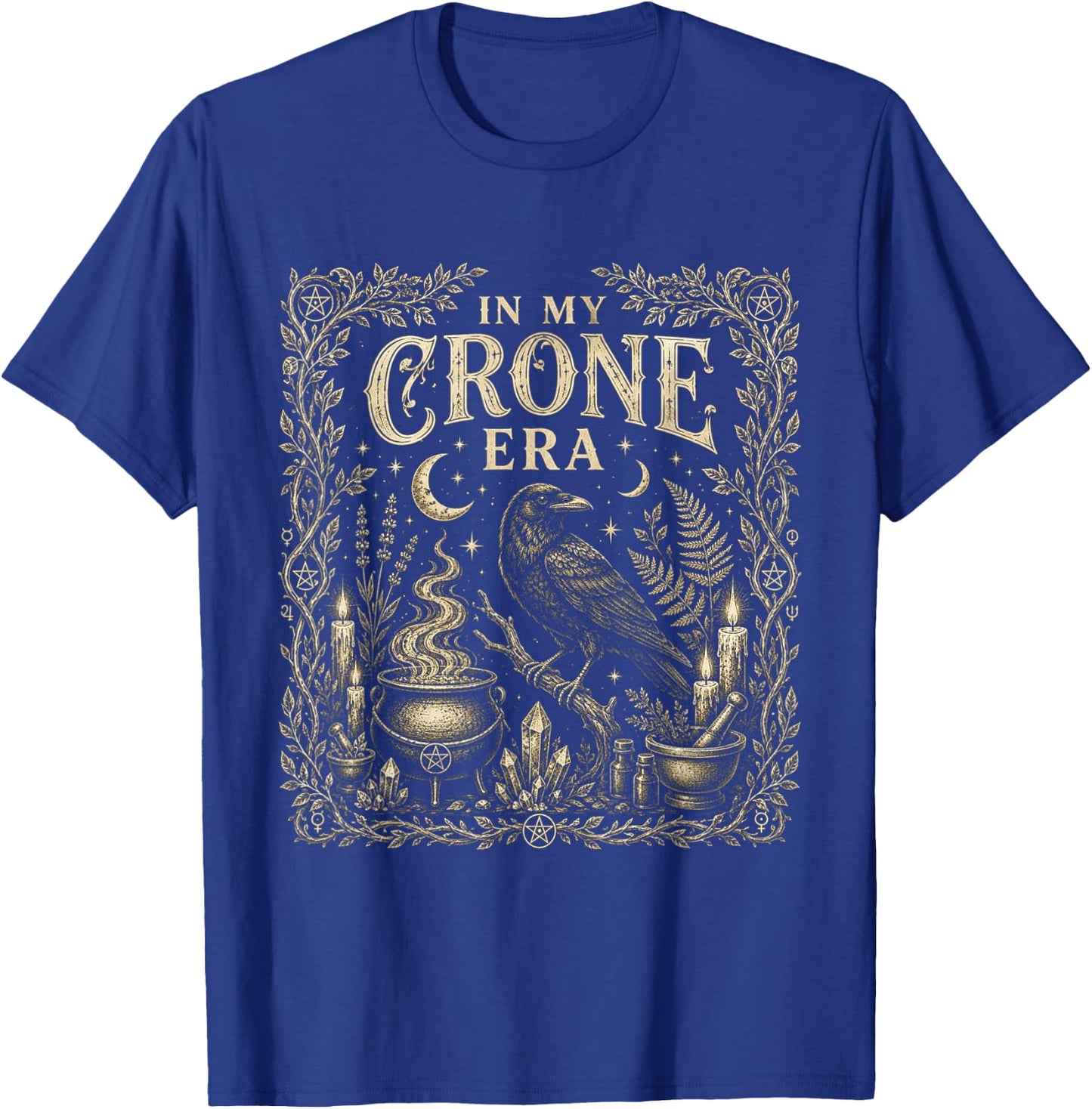 in My Crone Era Witchy Raven Cauldron Goth Witch T-Shirt - T-Shirt | Royal