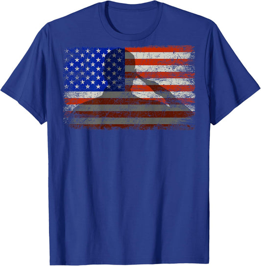 Military Patriotic American Flag Print On Back Kids Men T-Shirt - T-Shirt | Royal