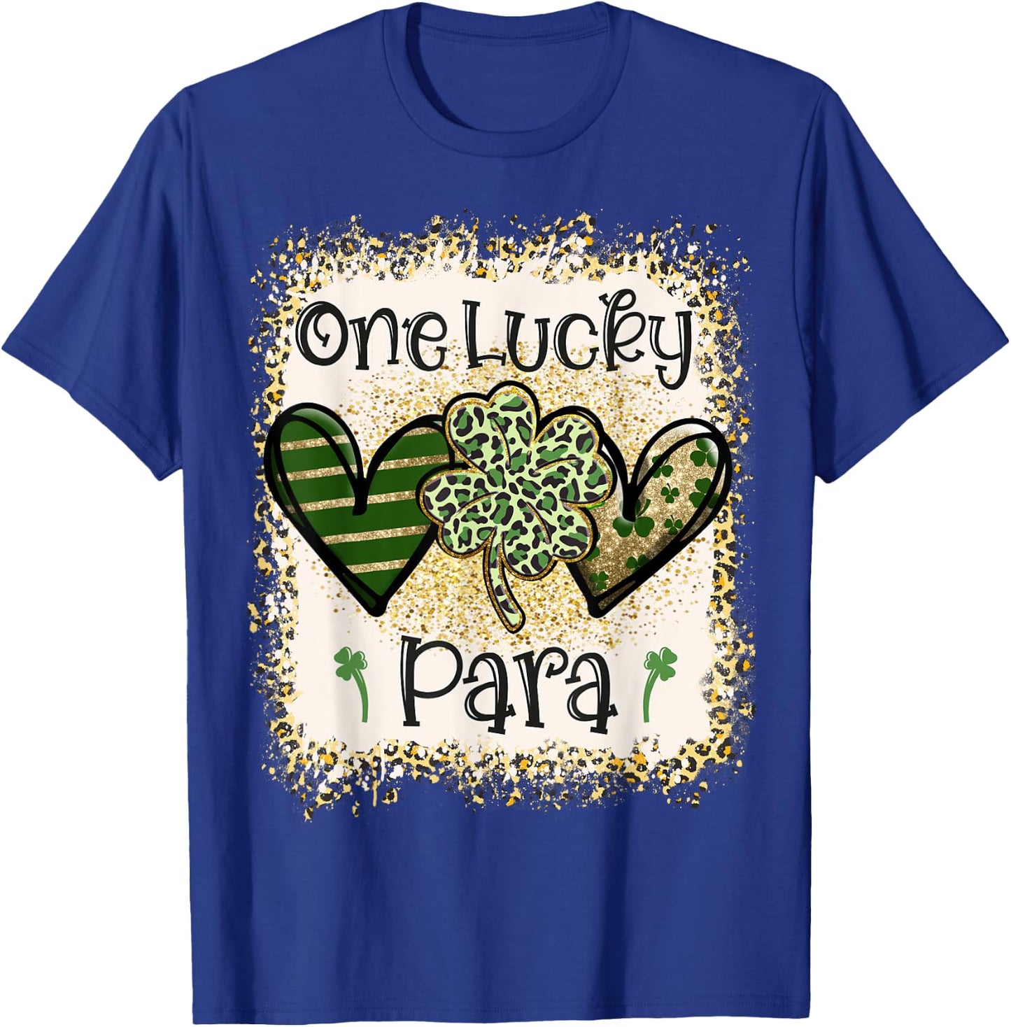 One Lucky Para St Patricks Day Leopard Shamrock T-Shirt - T-Shirt | Royal