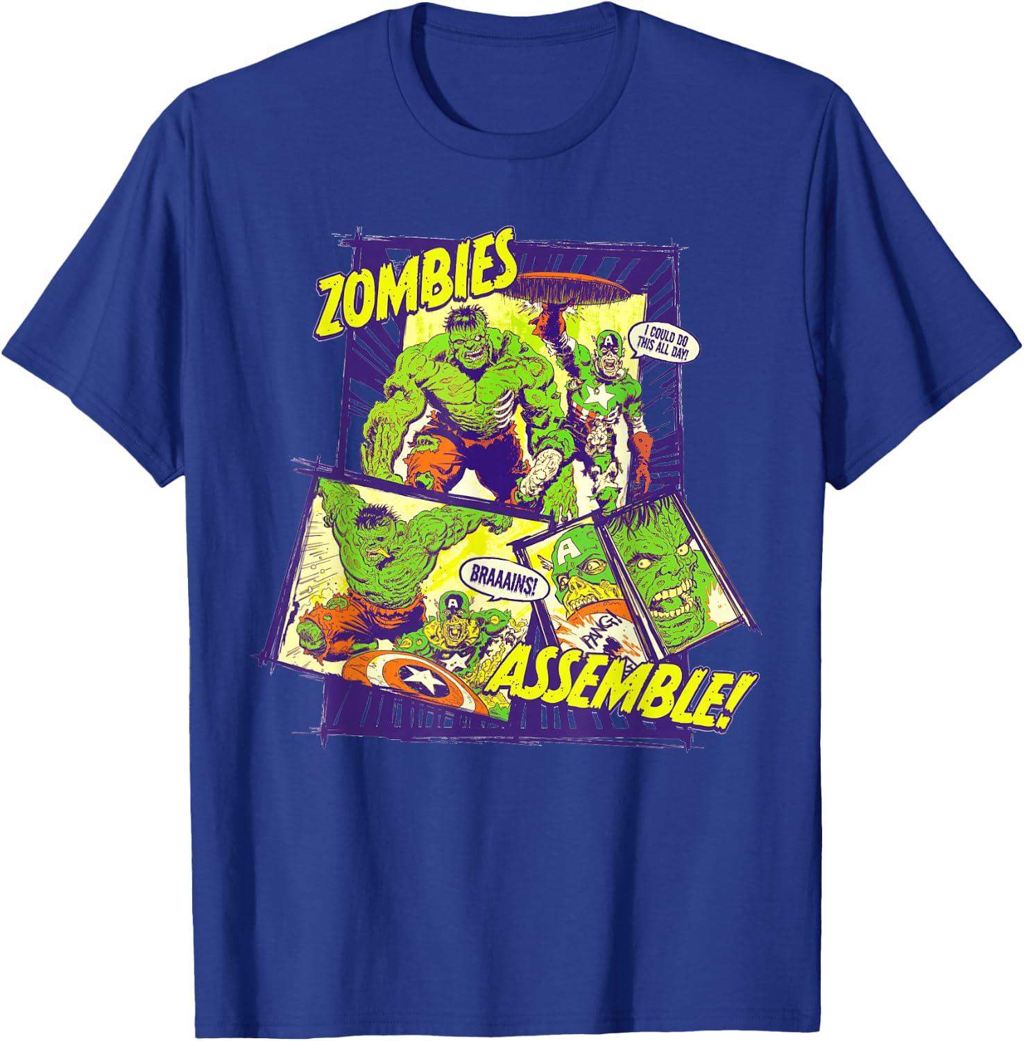 Marvel Zombies Assemble Hulk and Captain America Halloween T-Shirt - T-Shirt | Royal
