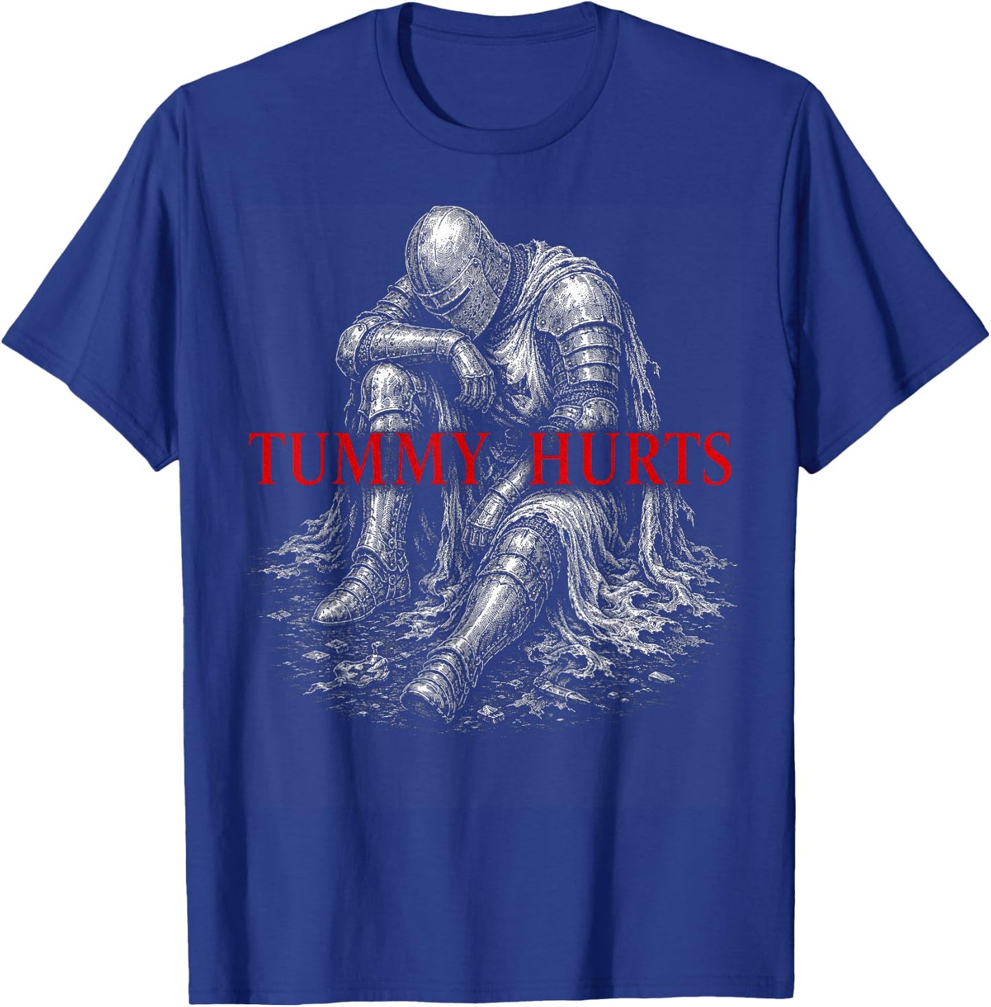 Tummy Hurts Funny Medieval Knight Gothic Art Dark Humor T-Shirt - T-Shirt | Royal