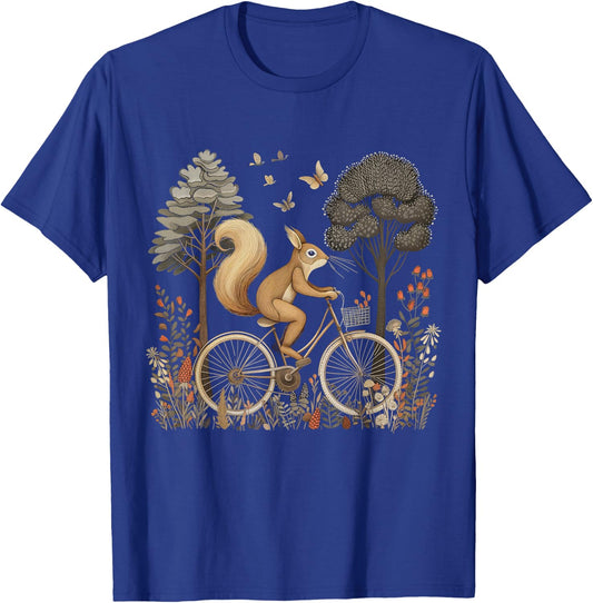 Squirrel Bicycle Funny Cute Cottagecore T-Shirt - T-Shirt | Royal