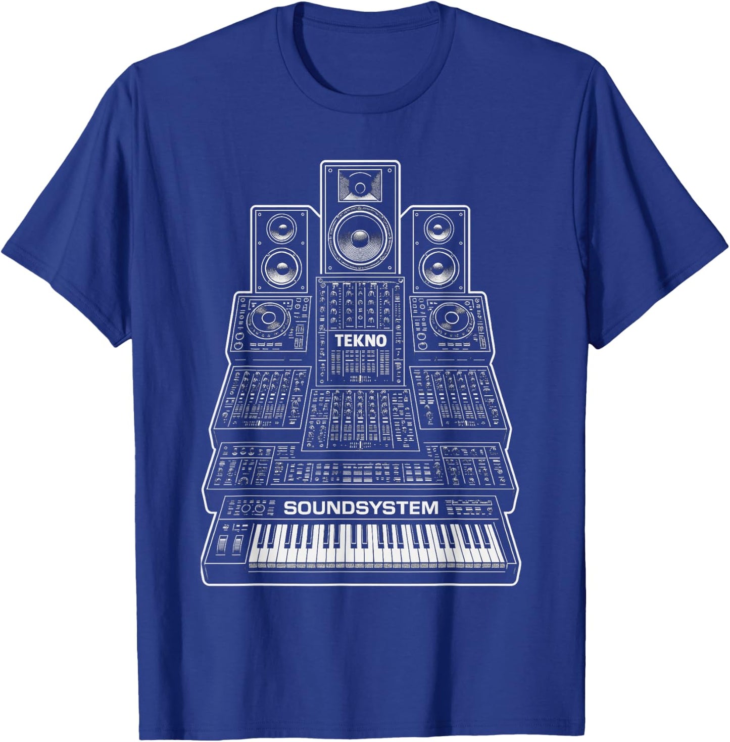 Tekno Soundsystem Keyboard Synth Modular DJ Rave Graphic T-Shirt - T-Shirt | Royal