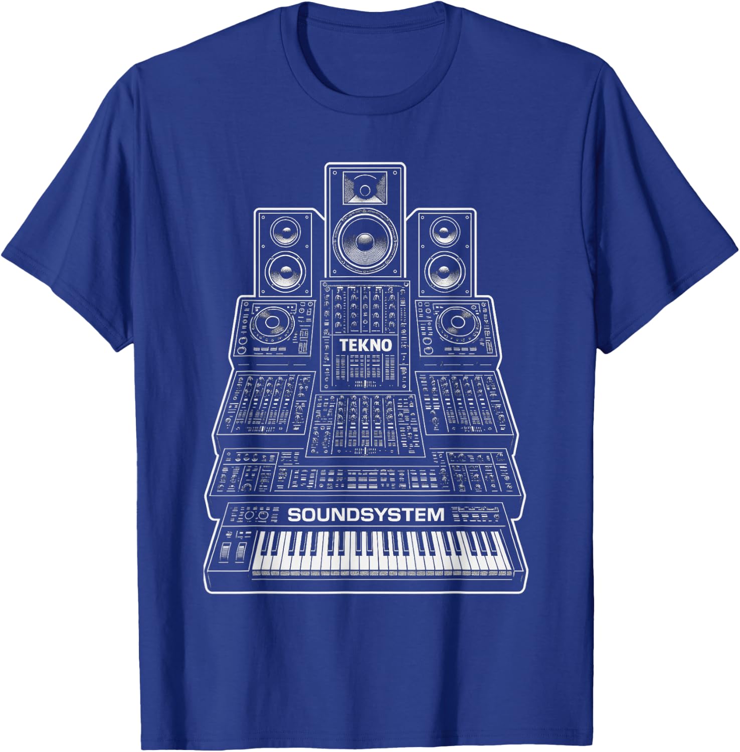 Tekno Soundsystem Keyboard Synth Modular DJ Rave Graphic T-Shirt - T-Shirt | Royal