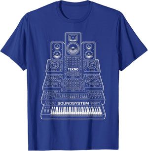Tekno Soundsystem Keyboard Synth Modular DJ Rave Graphic T-Shirt - T-Shirt | Royal