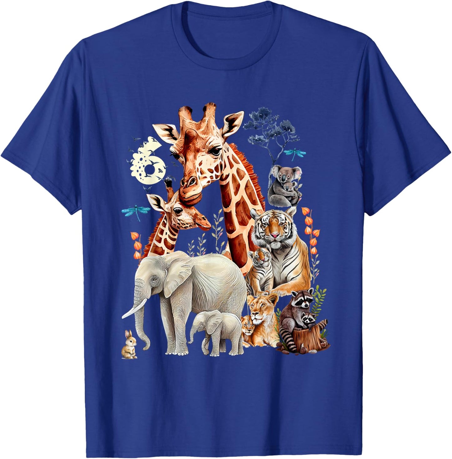 Kids 6 Years Old Zoo Birthday Safari Jungle Animal 6th B-Day , black T-Shirt - T-Shirt | Royal