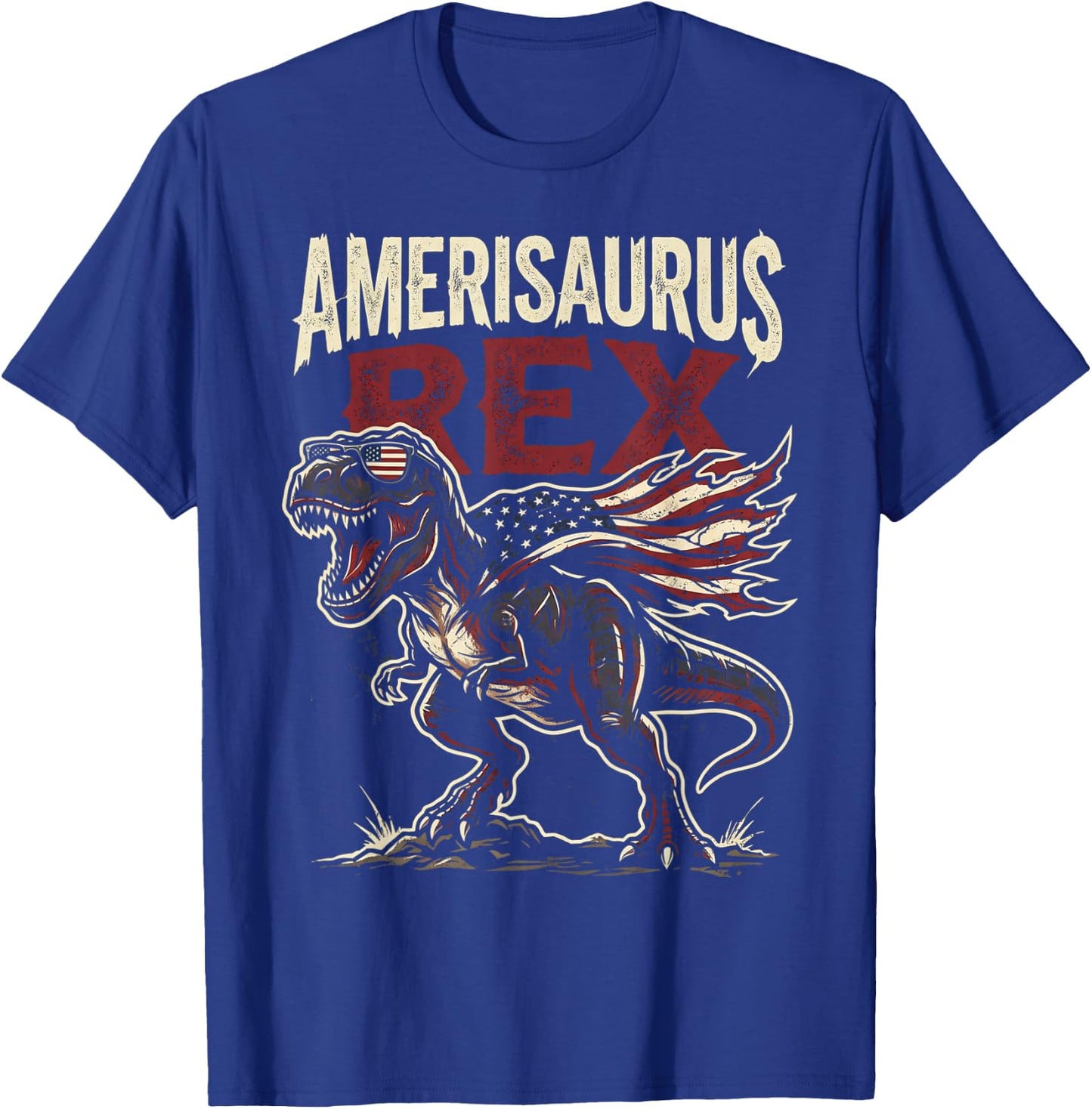 Funny 4th of July Dinosaur Amerisaurus Rex Boys Kids Youth T-Shirt - T-Shirt | Royal