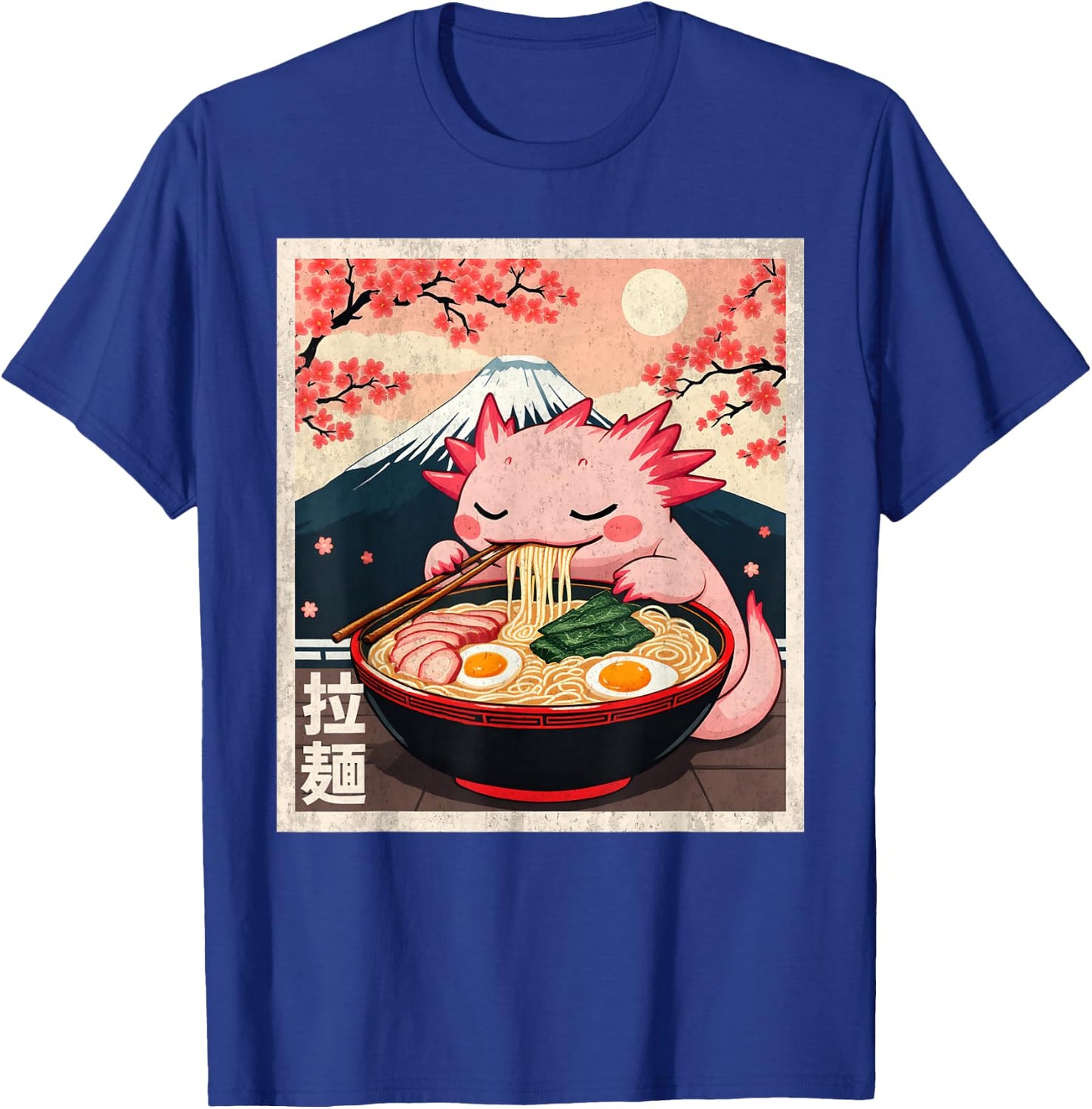 Kawaii Axolotl Eating Ramen Noodles Funny Anime Axolotl T-Shirt - T-Shirt | Royal