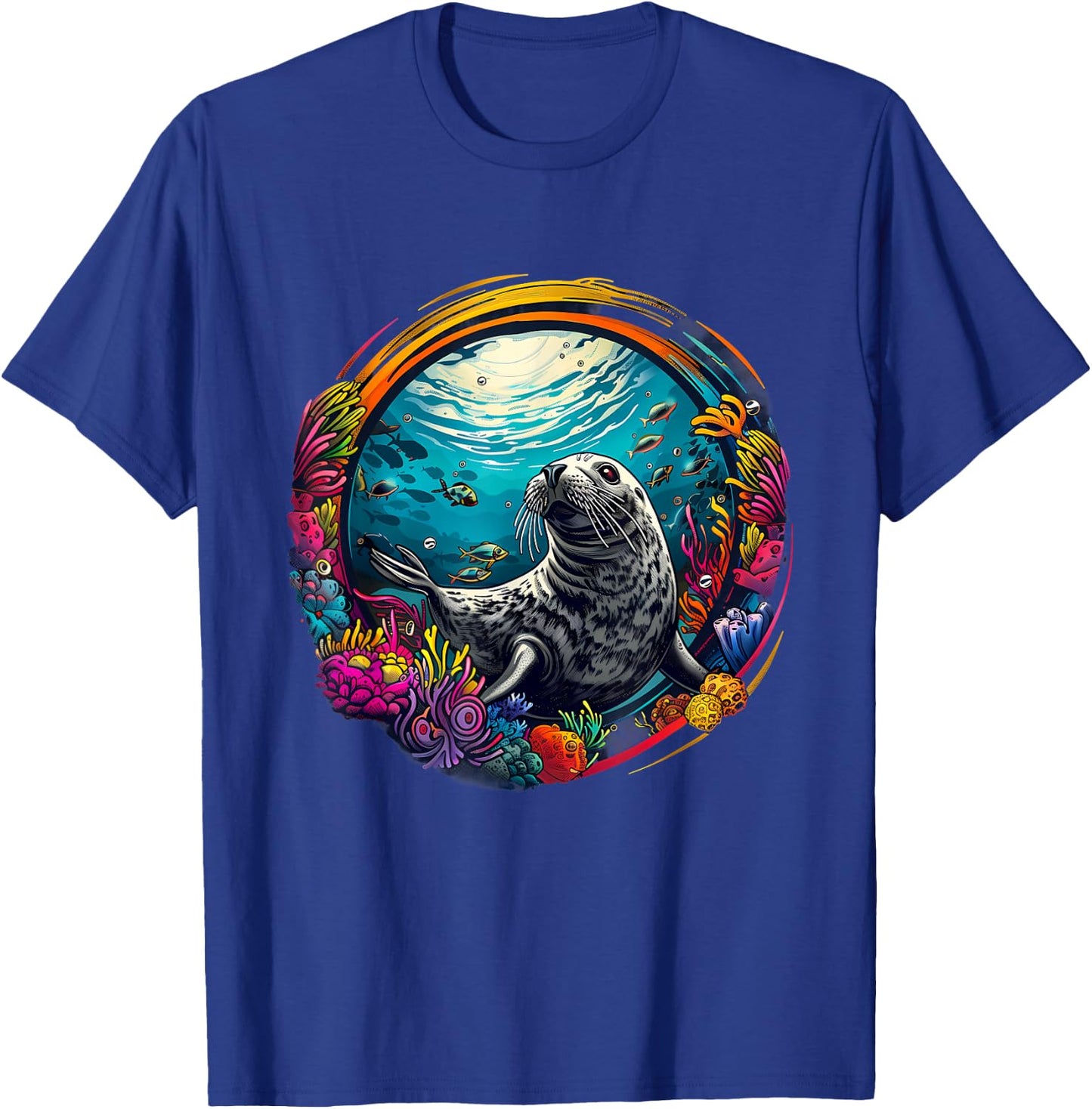 Seal Sea Ocean Seal Marine Mammal Ocean Sea Animal Artwork T-Shirt - T-Shirt | Royal