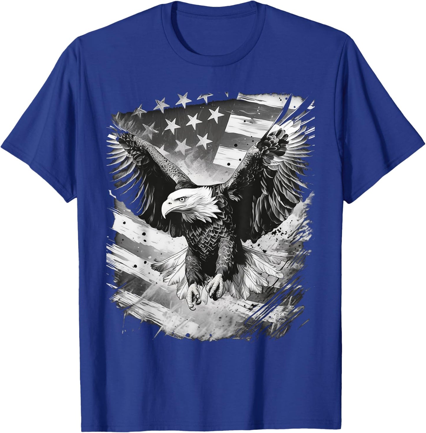 Epic American Flag with Eagle Pattern on USA Background T-Shirt - T-Shirt | Royal
