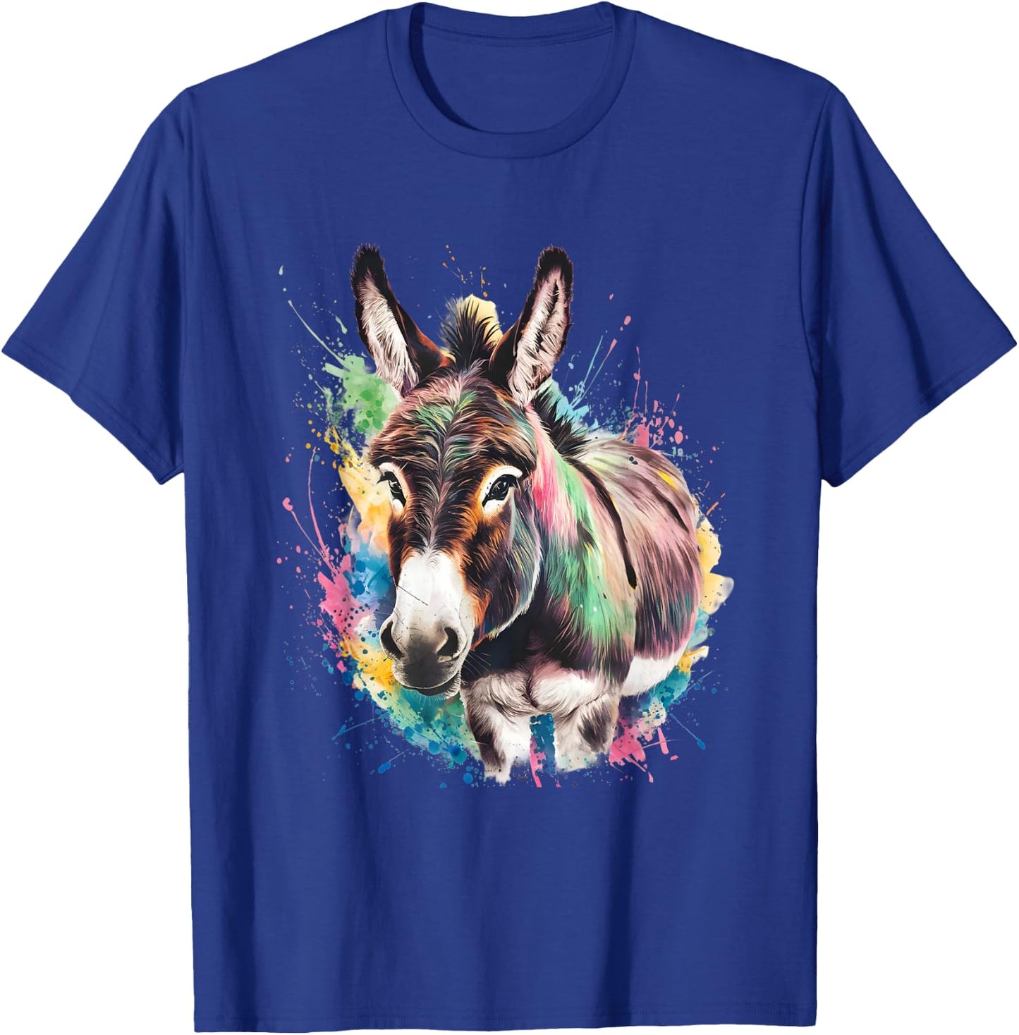 Donkey Men's Women's Colourful Watercolour Donkey , black T-Shirt - T-Shirt | Royal