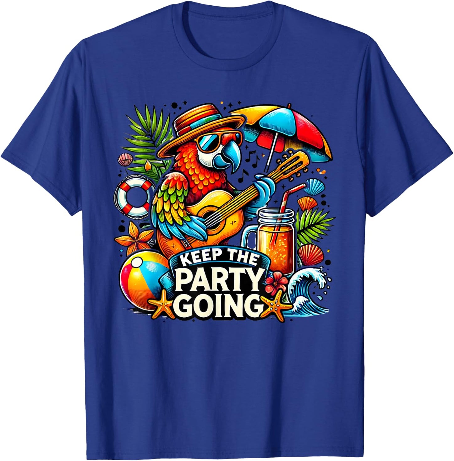 Keep the Party Going Funny Parrot Tribute T-Shirt - T-Shirt | Royal