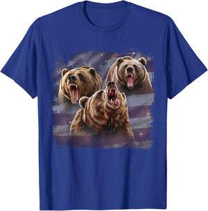 Patriotic USA Grizzly Bear American Flag 4th Of July T-Shirt - T-Shirt | Royal