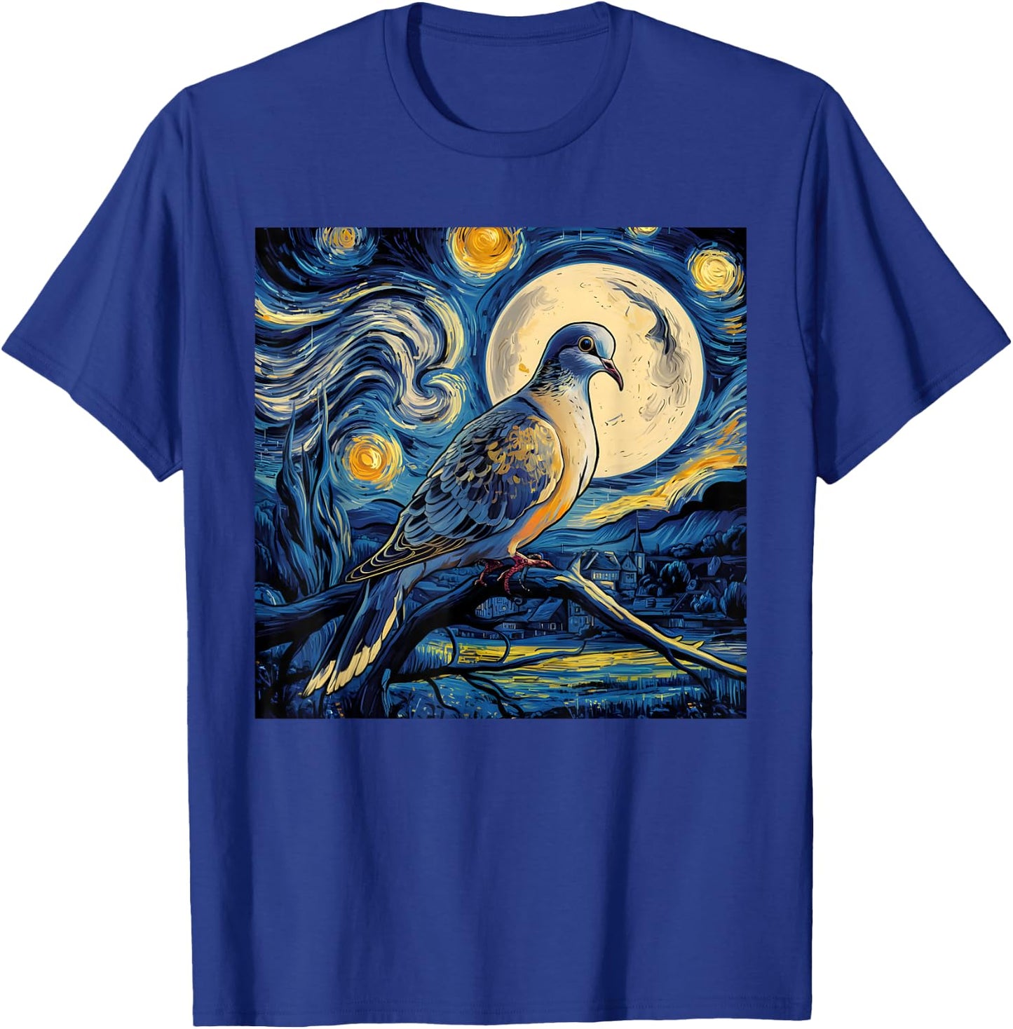 Mourning Dove Bird Lover Starry Night Van Gogh Bird Watchers T-Shirt - T-Shirt | Royal