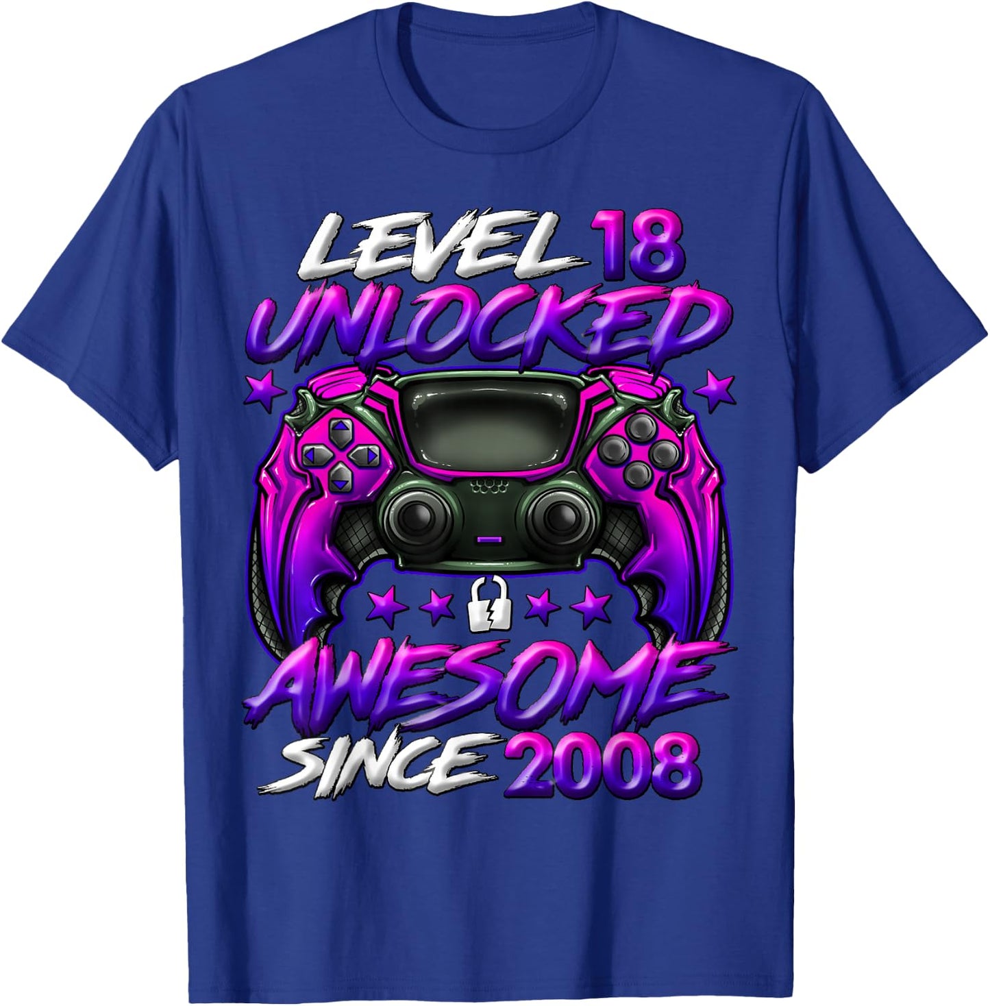 Level 18 Unlocked 18 Year Old Gifts Boys 18th Birthday Boy T-Shirt - T-Shirt | Royal