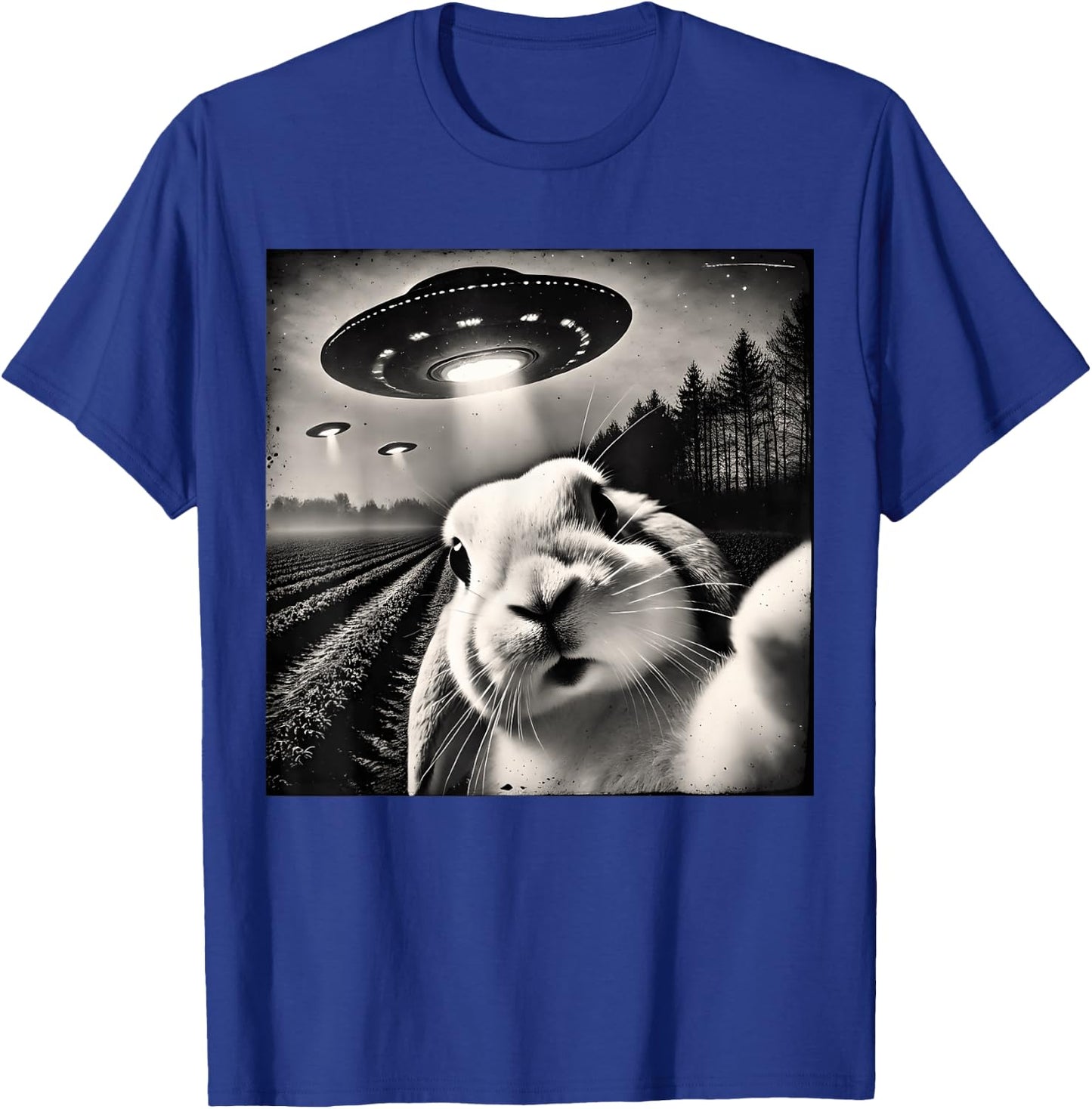 Funny Rabbit Bunny Selfie UFOs T-Shirt - T-Shirt | Royal