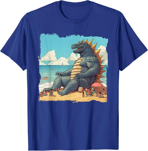 Kaiju on The Beach Suntanning Vacation Ocean Holiday Party T-Shirt - T-Shirt | Royal
