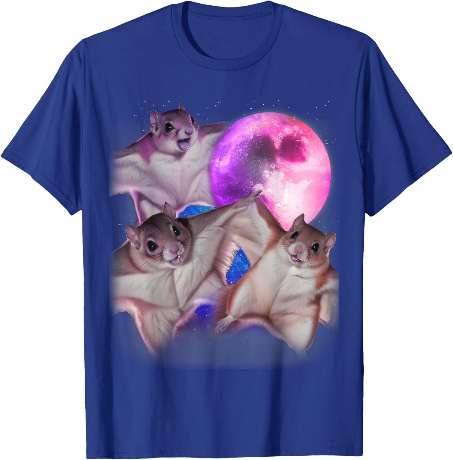 3 Flying Squirrels Howling At The Moon Funny Squirrel Lover T-Shirt - T-Shirt | Royal
