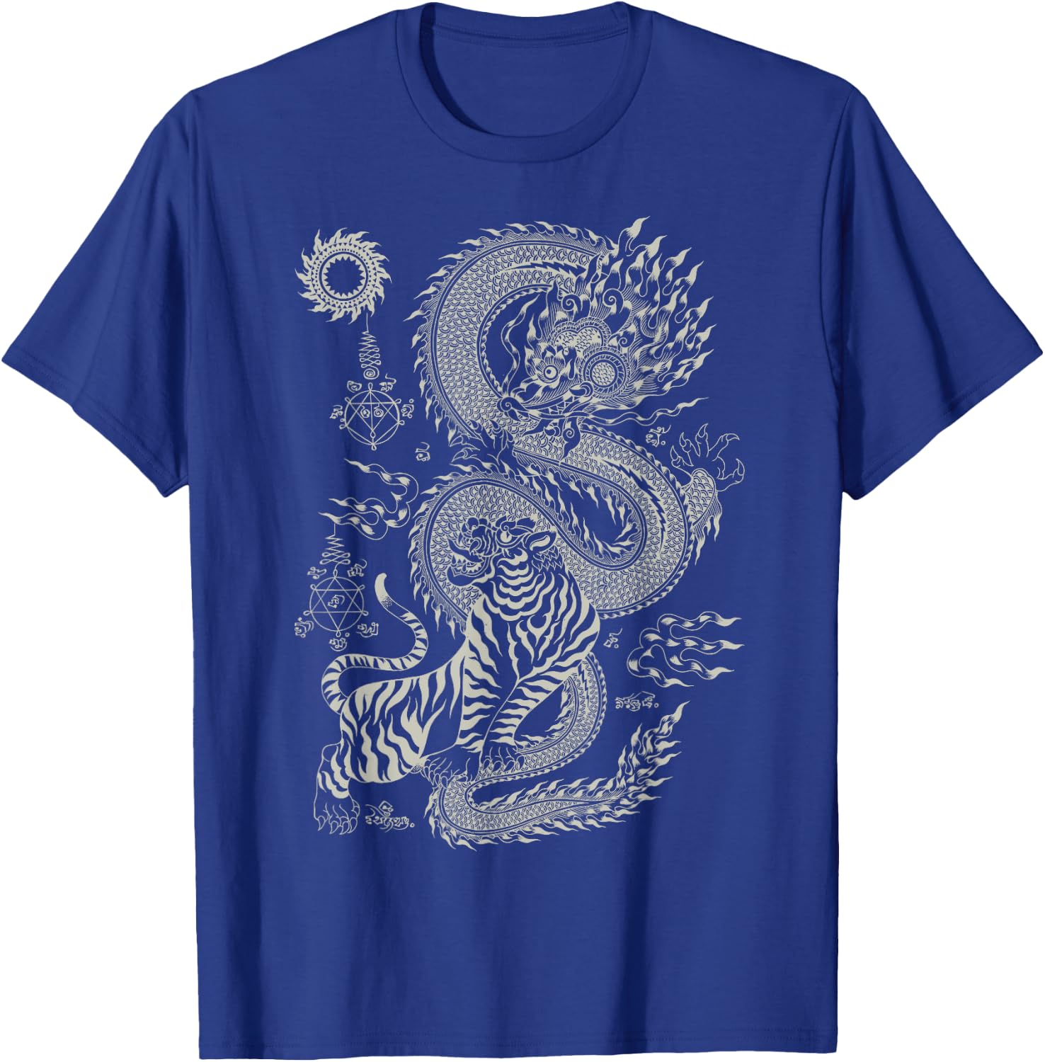 Thai Talisman Tiger Dragon Thailand Traditional Art Graphic T-Shirt - T-Shirt | Royal