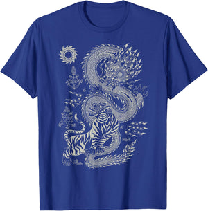 Thai Talisman Tiger Dragon Thailand Traditional Art Graphic T-Shirt - T-Shirt | Royal