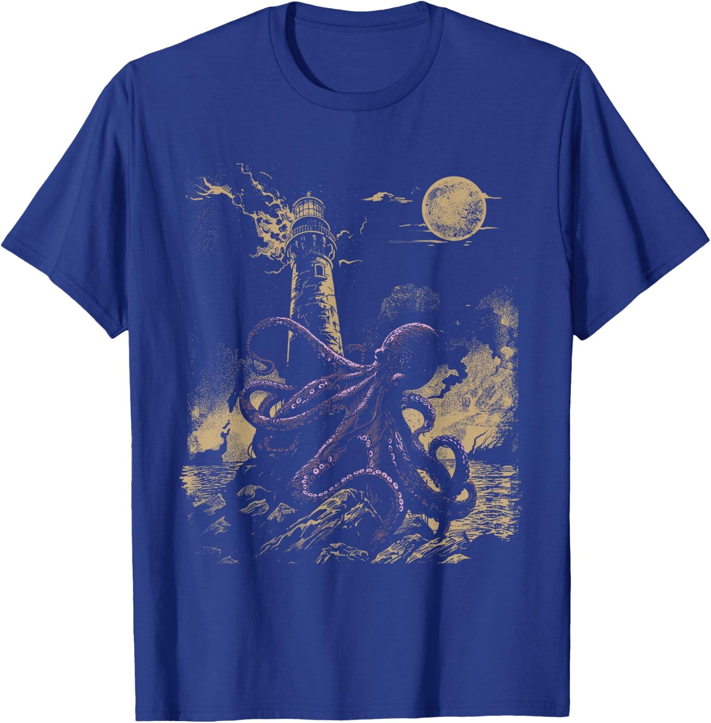 Nautical Lighthouse Octopus T-Shirt - T-Shirt | Royal