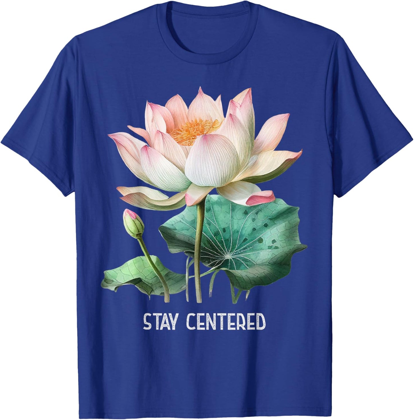 Mindfulness Saying Minimal Yoga Stay Centered T-Shirt - T-Shirt | Royal