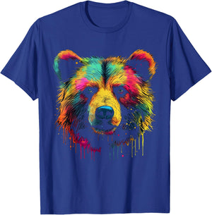 Bear Colourful Forest Artwork Animal Art Bear T-Shirt - T-Shirt | Royal