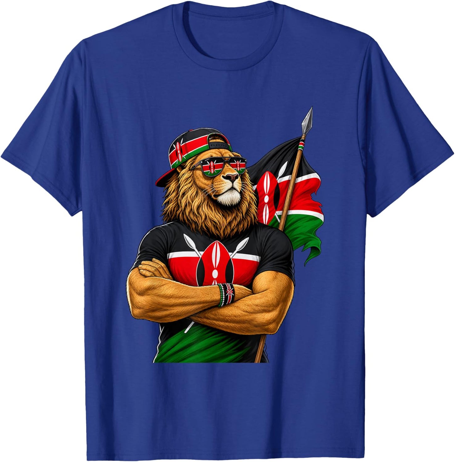 Patriotic National Pride Kenya Lion Flag T-Shirt - T-Shirt | Royal