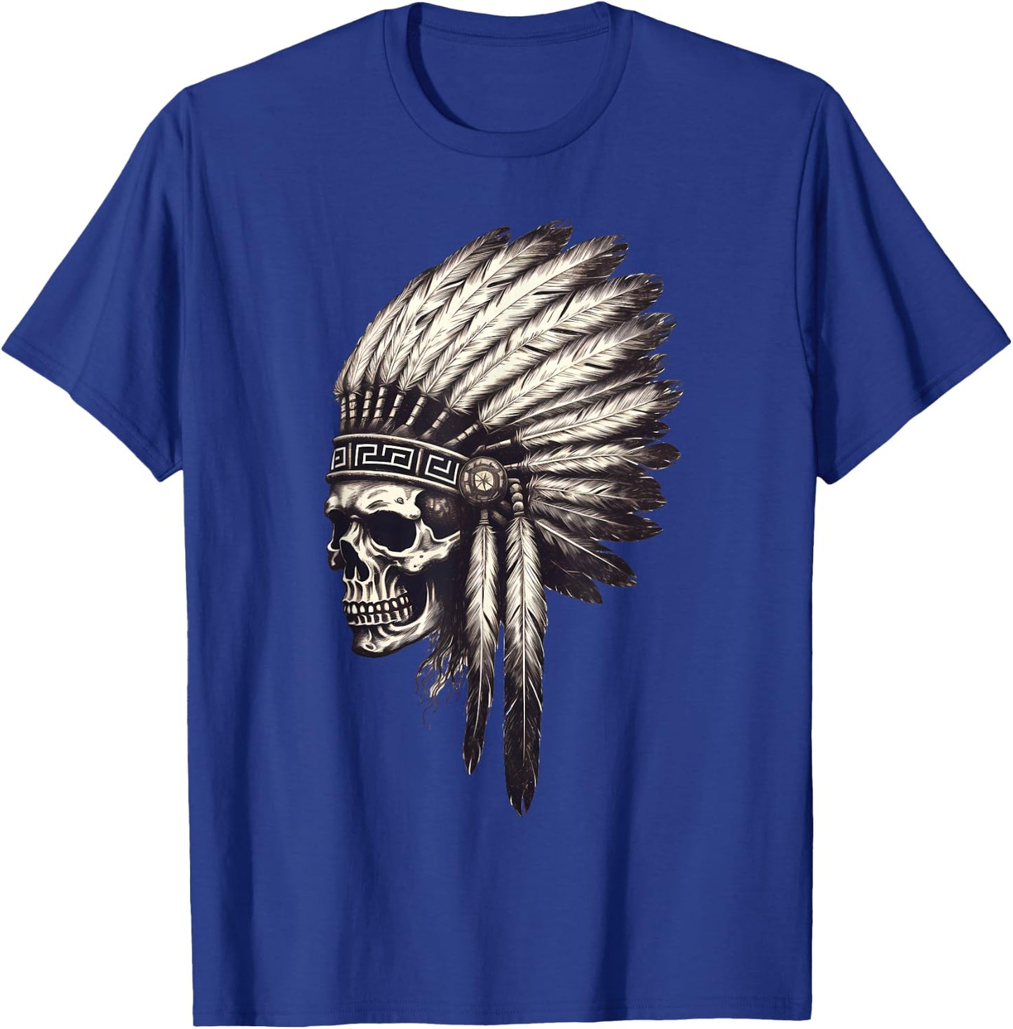 Skull Indian Headdress Shirt, Skull Chief Shirt Indian Skull T-Shirt - T-Shirt | Royal