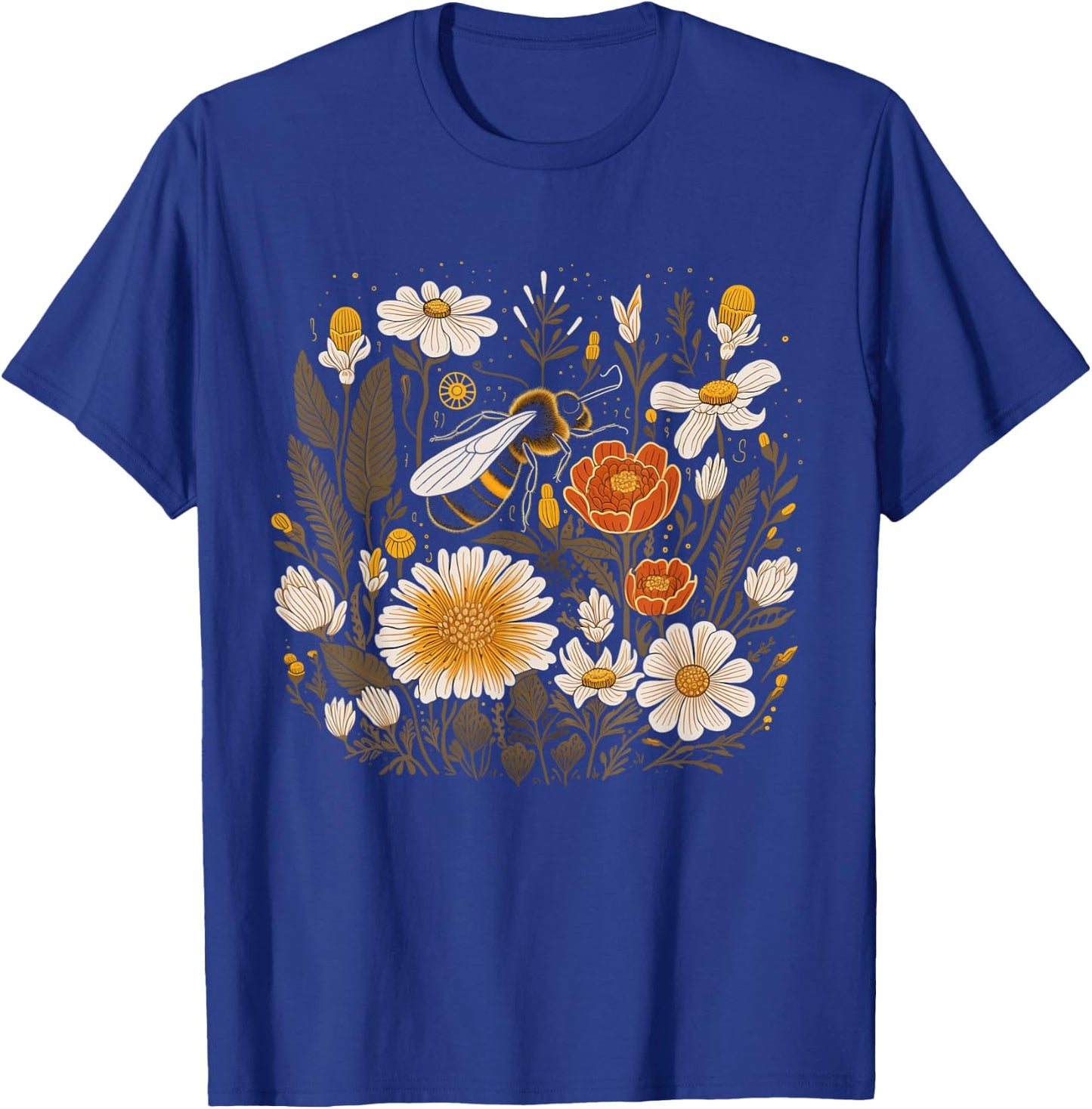 Bee Flowers Botanical Vintage Floral Beekeeping Beekeeper T-Shirt - T-Shirt | Royal