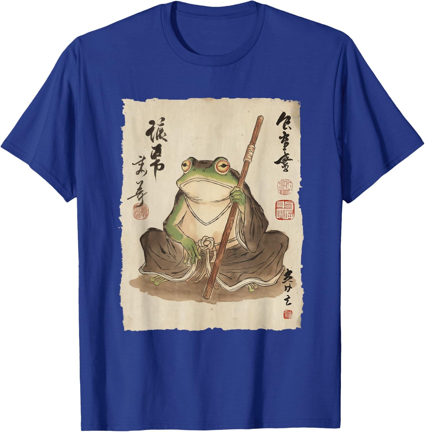 Frog Monk with Staff Japanese Ink Art Women Kids T-Shirt - T-Shirt | Royal