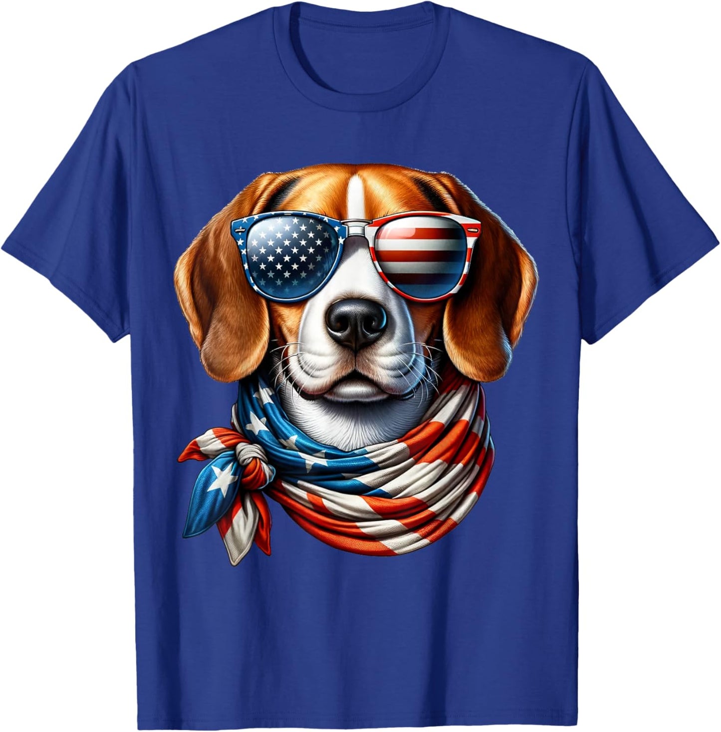 Beagle Wearing USA Flag Sunglasses 4th of July Patriotic Dog Men T-Shirt - T-Shirt | Royal