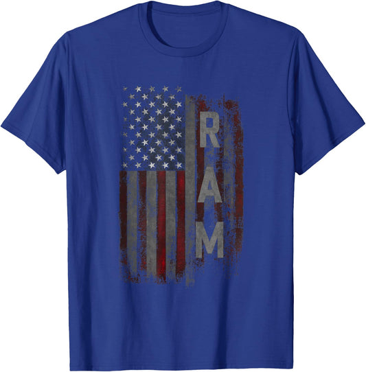 Ram Family American Flag T-Shirt - T-Shirt | Royal