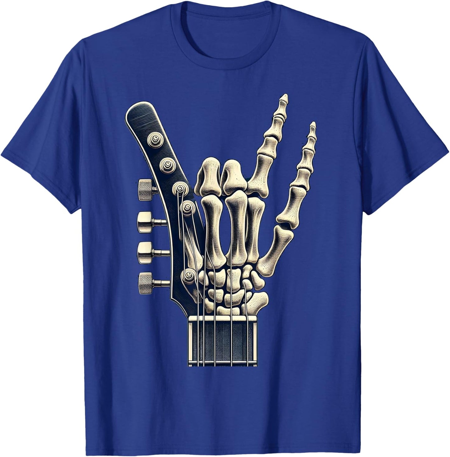 Hand Rock On Skeleton Panel For A Cool Performer , Black, S T-Shirt - T-Shirt | Royal