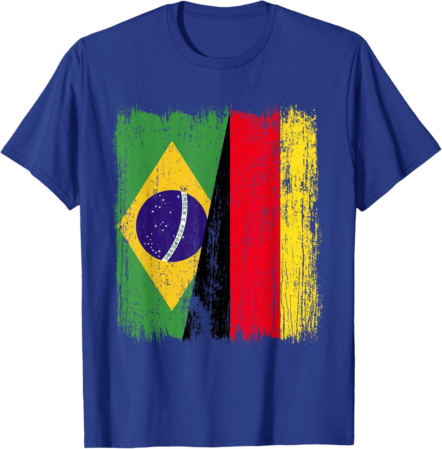 Brazil Germany Half Flag Brazilian German Heritage T-Shirt - T-Shirt | Royal