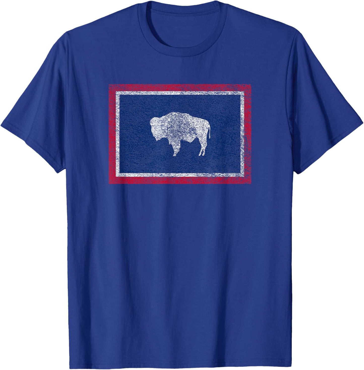 State of Wyoming Flag Bison Cheyenne Jackson Hole T-Shirt - T-Shirt | Royal