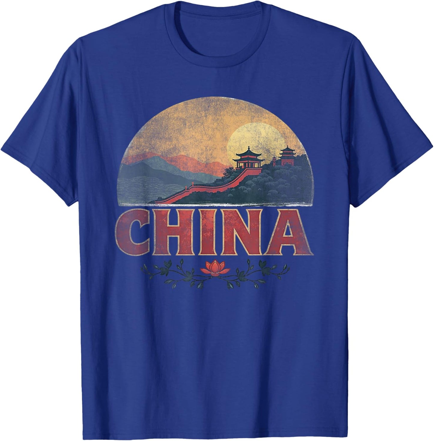 Retro China Landscape Vintage Souvenir T-Shirt - T-Shirt | Royal