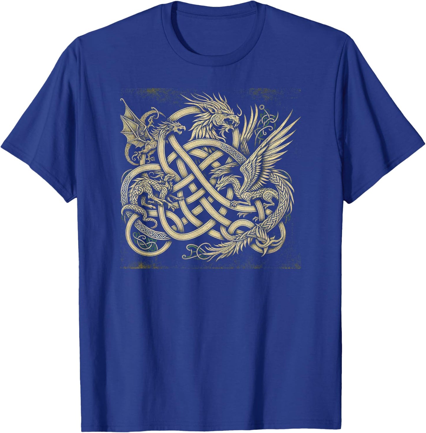 Intricate Celtic Knot with Dragon and Phoenix T-Shirt - T-Shirt | Royal