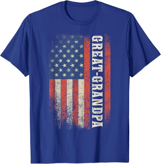 Great Grandpa American Flag Patriotic USA Vintage T-Shirt - T-Shirt | Royal