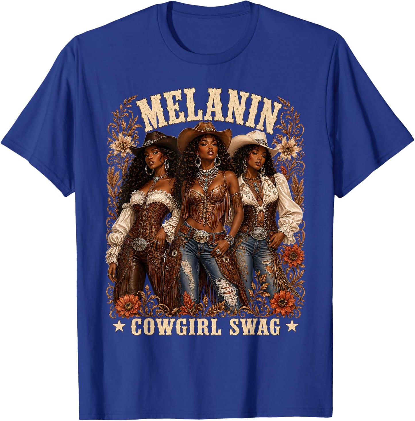 Cowgirl African Melanin Cow Girl Outfit T-Shirt - T-Shirt | Royal