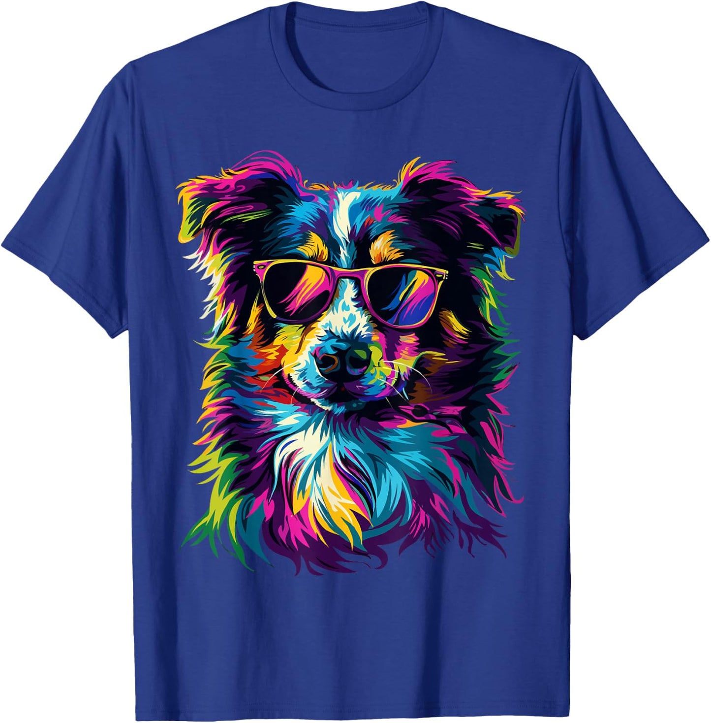 Australian Shepherd Lovers Pop Art Funny Australian Shepherd T-Shirt - T-Shirt | Royal